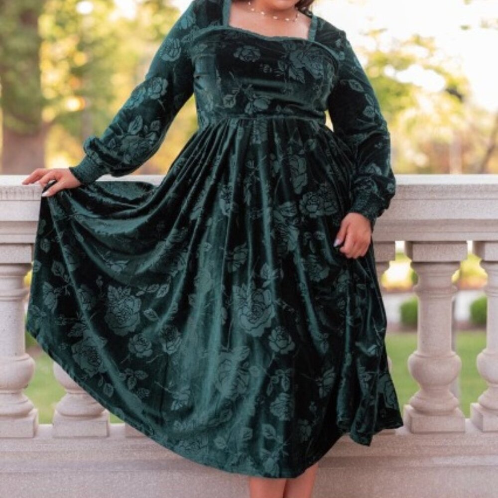 JessaKae Dark Green Long Sleeve Dress